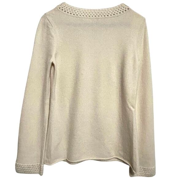 Lilly Pulitzer Cashmere Cream Sweater XS Keyhole Neck Knit Designer Pullover - Picture 5 of 12